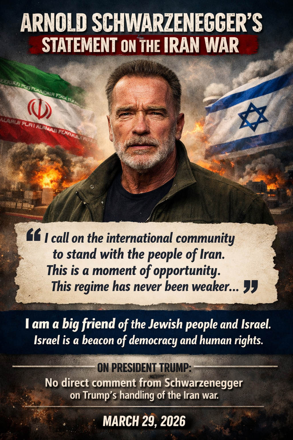 Arnold Schwarzenegger’s Latest Statement on the Iran War and President Donald Trump