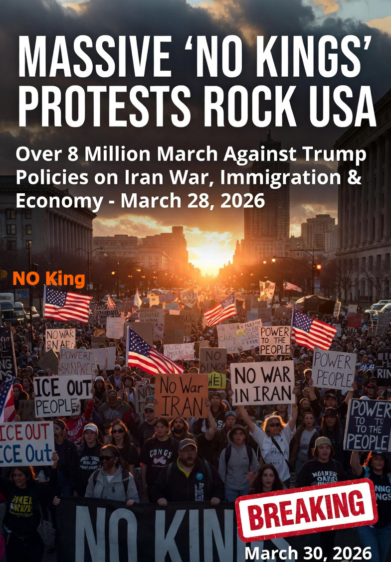Massive Anti-Trump ‘No Kings’ Protests Rock USA: Millions Take to Streets Against Policies on Iran War, Immigration, and Economy