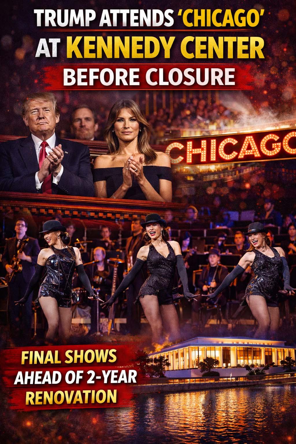 Donald Trump Attends ‘Chicago’ Opening Night at Kennedy Center Before Renovation Closure